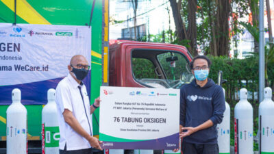 Sambut HUT RI Ke-76, MRT Bagikan Tabung Oksigen Dinkes DKI