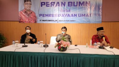 Ananta Wahana dalam sosialisasi “Peran BUMN untuk Pemberdayaan Umat” di Rumah Makan Telaga Seafood, Kota Tangerang Selatan, Minggu (26/12).