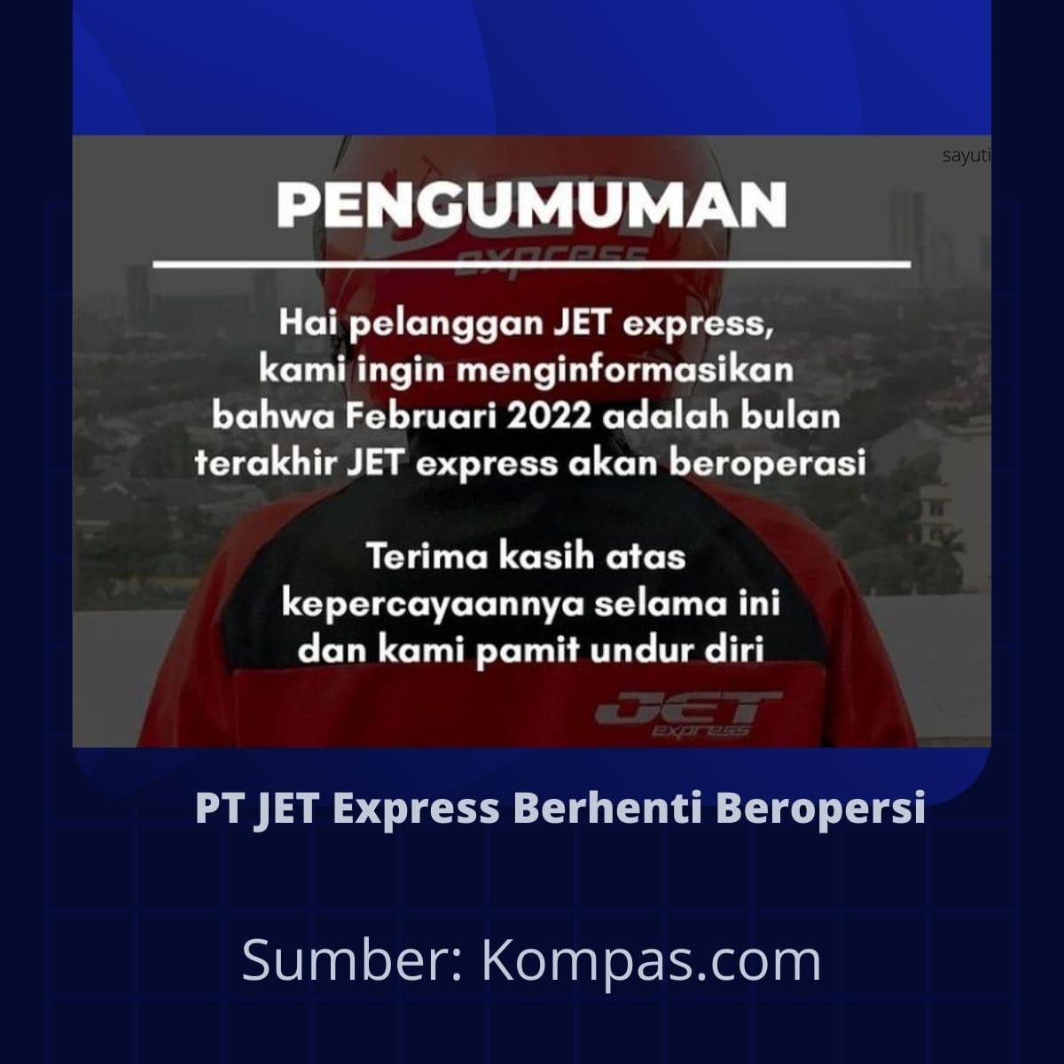 PT JET Express Berhenti Beropersi