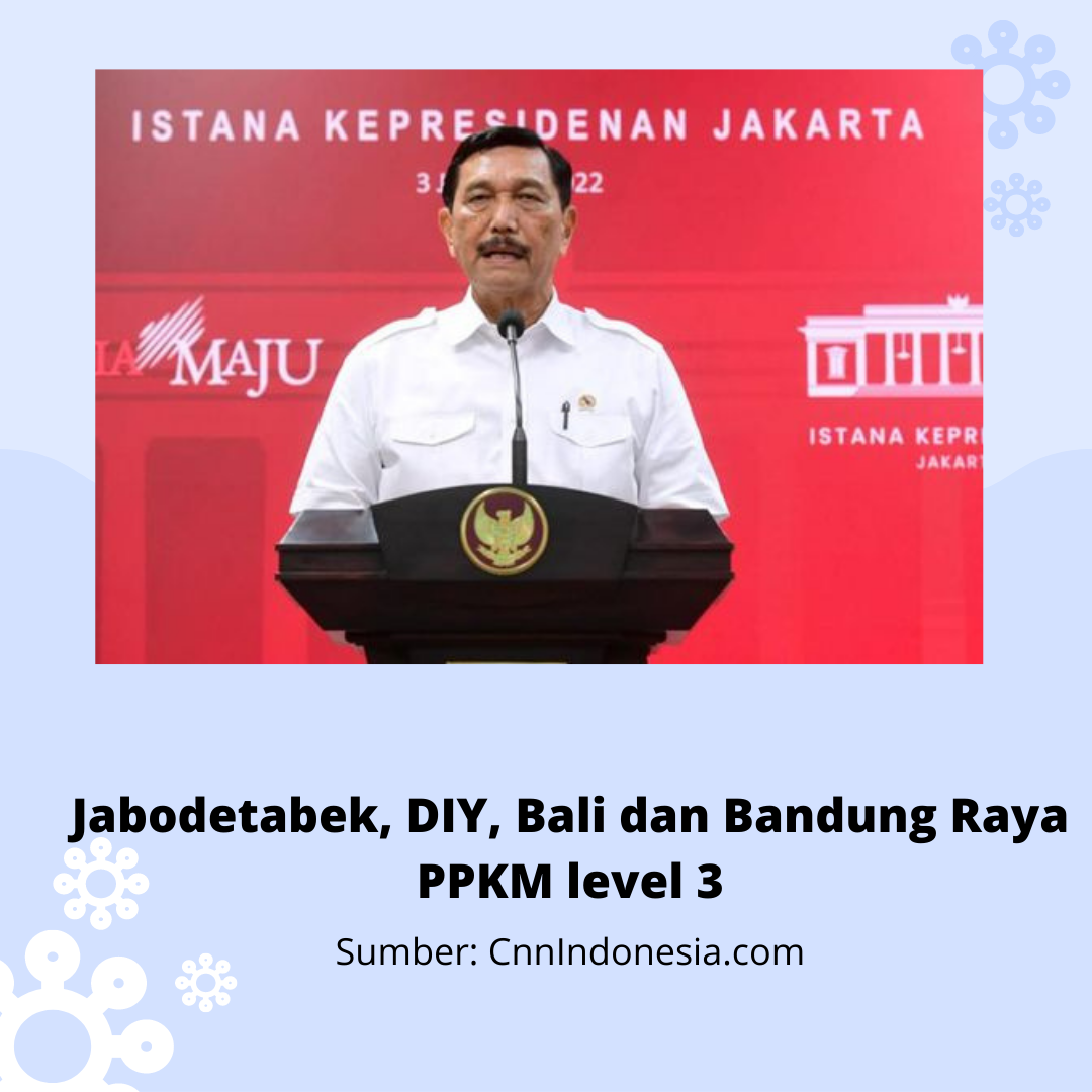 Jabodetabek, DIY, Bali dan Bandung Raya PPKM level 3