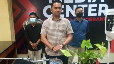 Kasat Reskrim Polresta Tangerang Kompol Zamrul Aini tetapkan MF sebagai tersangka pengerusakan fasilitas Gedung DPRD Kabupaten Tangerang