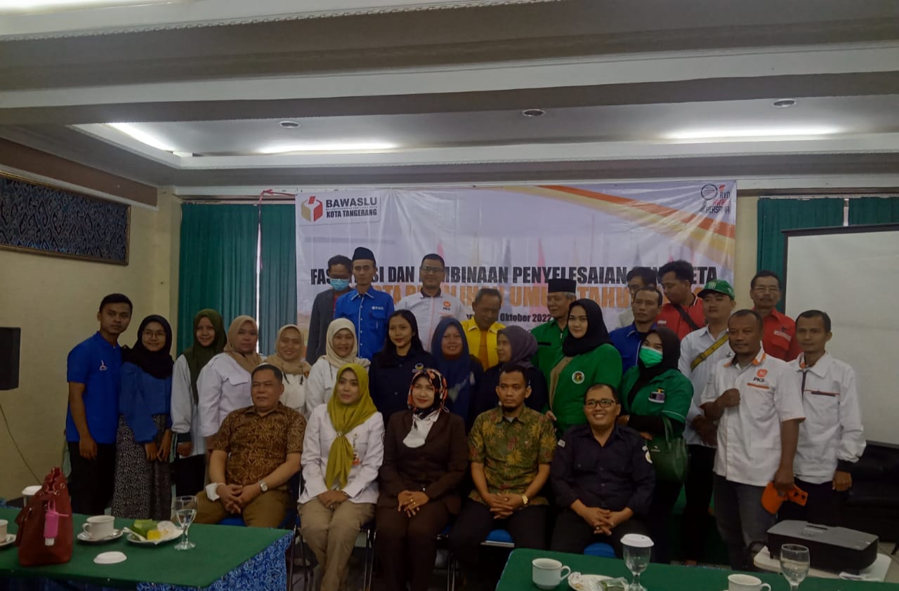 Bawaslu Kota Tangerang gelar Kegiatan dengan tema Fasilitasi dan Pembinaan Penyelesaian Sengketa Peserta Pemilihan Umum Tahun 2024 di Hotel Permata Jalan Syekh Yusuf Kota Tangerang Banten