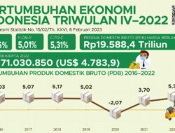 Ekonomi Indonesia Tahun 2022 Tumbuh 5,31 Persen