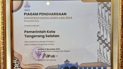 Pemkot Tangsel kembali meraih prestasi dengan memenangkan penghargaan nasional di bidang pengelolaan kinerja yang diberikan oleh BKN.