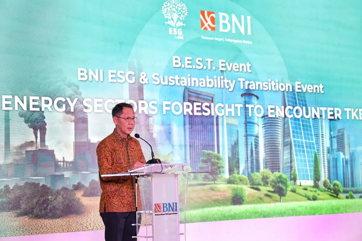 PT Bank Negara Indonesia (Persero) Tbk atau BNI menggelar acara BNI ESG and Sustainability Transition Event atau BEST Event dengan tema "Energy Sectors Foresight to Encounter Taksonomi Keuangan Berkelanjutan Indoneasia (TKBI)." Acara yang berlangsung Selasa (24/9/2024) di Jakarta ini membahas taksonomi keuangan berkelanjutan, landscape perkembangan regional, serta langkah-langkah penerapannya di Indonesia.