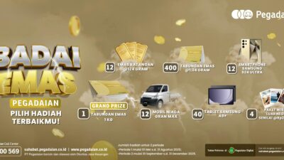 Totalitas Kanwil IX Jakarta 2 dukung Badai Emas Pegadaian 2025 dengan hadiah menarik untuk nasabah setia. Ikuti undian