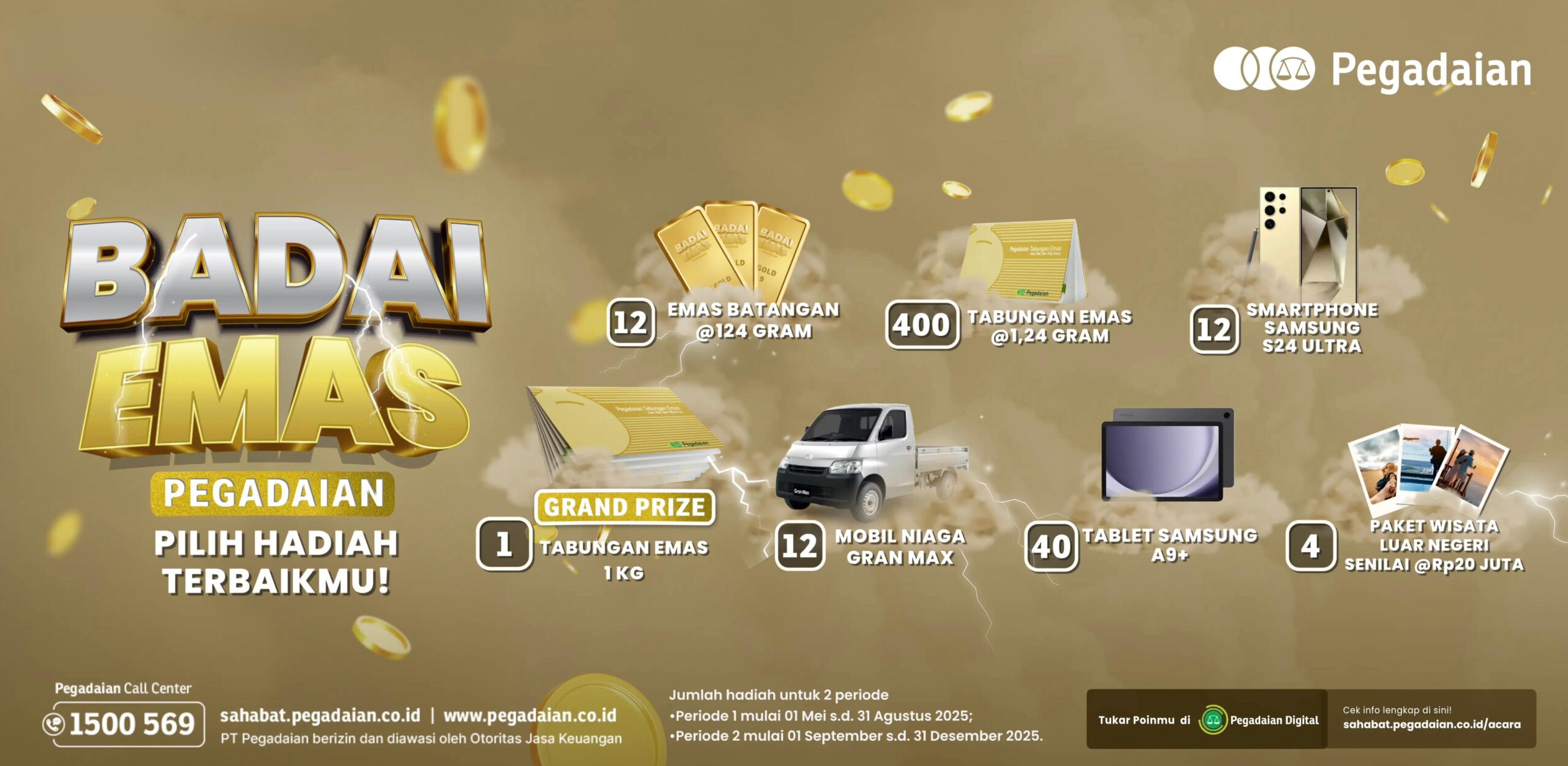 Totalitas Kanwil IX Jakarta 2 dukung Badai Emas Pegadaian 2025 dengan hadiah menarik untuk nasabah setia. Ikuti undian