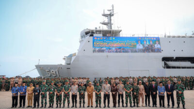 Ikuti Upacara Penyambutan Peserta Latsitarda Nusantara ke-45 di Provinsi Banten yang dipimpin oleh Gubernur Andra Soni.