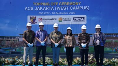 ACS Jakarta West Campus di BSD City resmi topping off, siap beroperasi Juli 2026 dengan fasilitas lengkap dan akses strategis.