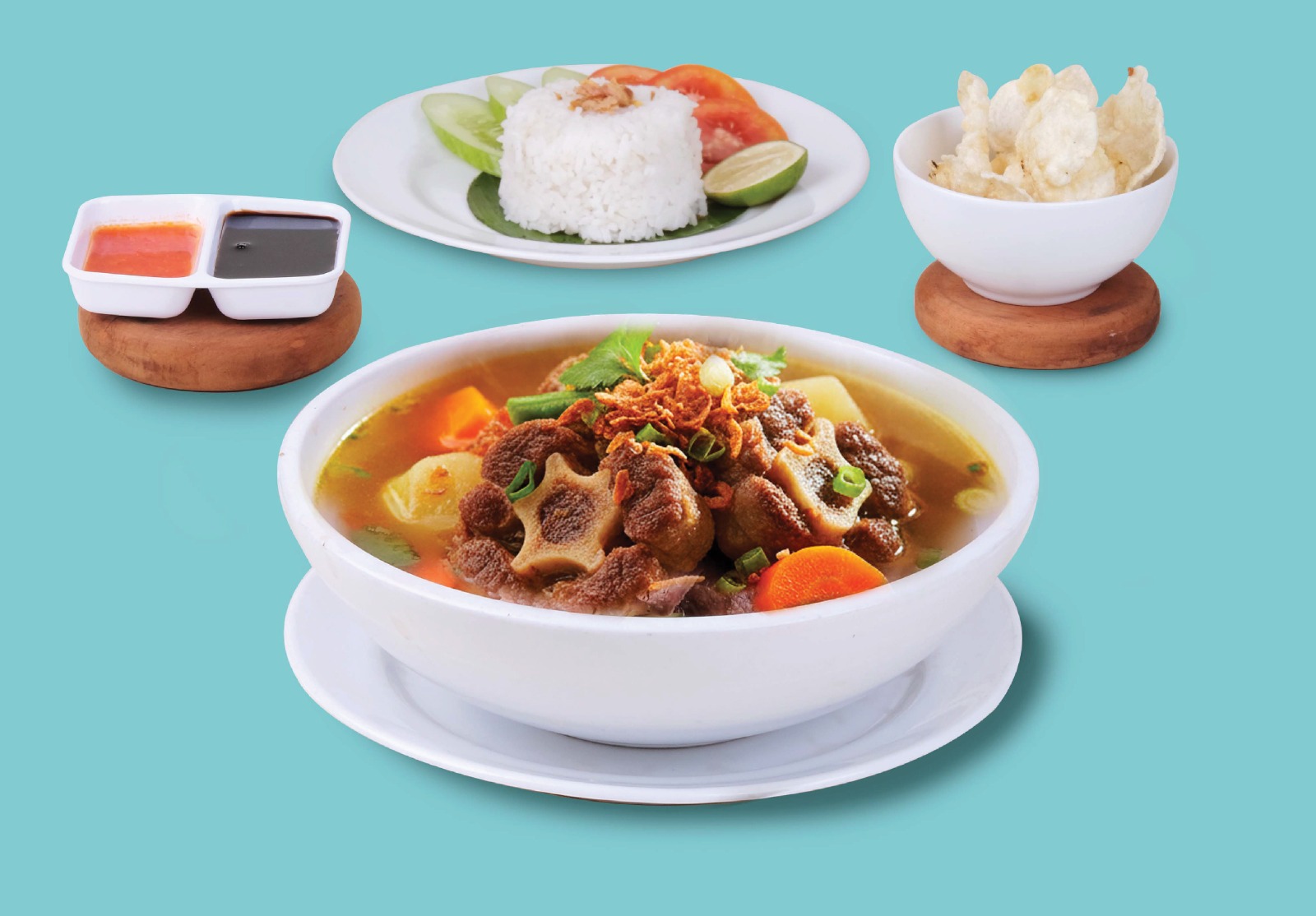 Nikmati Sup Buntut Spesial di Fame Hotel Gading Serpong, sajian autentik nusantara lengkap dengan nasi, kerupuk, dan sambal.