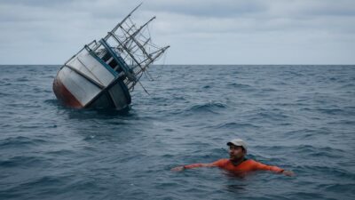 Kapal KM Usaha Baru asal Tangerang tenggelam di Pulau Bokor akibat gelombang tinggi. Tujuh ABK selamat, satu masih dicari.