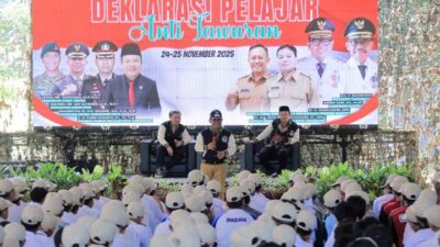Deklarasi 1.000 pelajar Tangerang menolak tawuran, memperkuat Profil Pelajar Pancasila, dan mendorong pendidikan karakter di sekolah.
