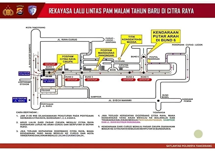 Satlantas Polresta Tangerang terapkan rekayasa lalu lintas Nataru di Citra Raya dan Tigaraksa demi cegah macet malam tahun baru.