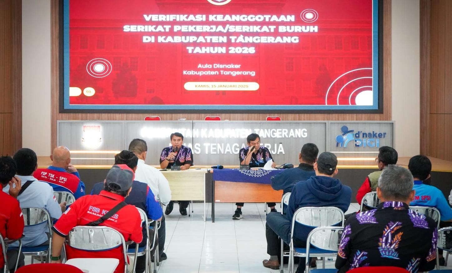 Disnaker Kabupaten Tangerang menggelar sosialisasi dan verifikasi keanggotaan serikat pekerja sebagai dasar Tripartit Nasional.