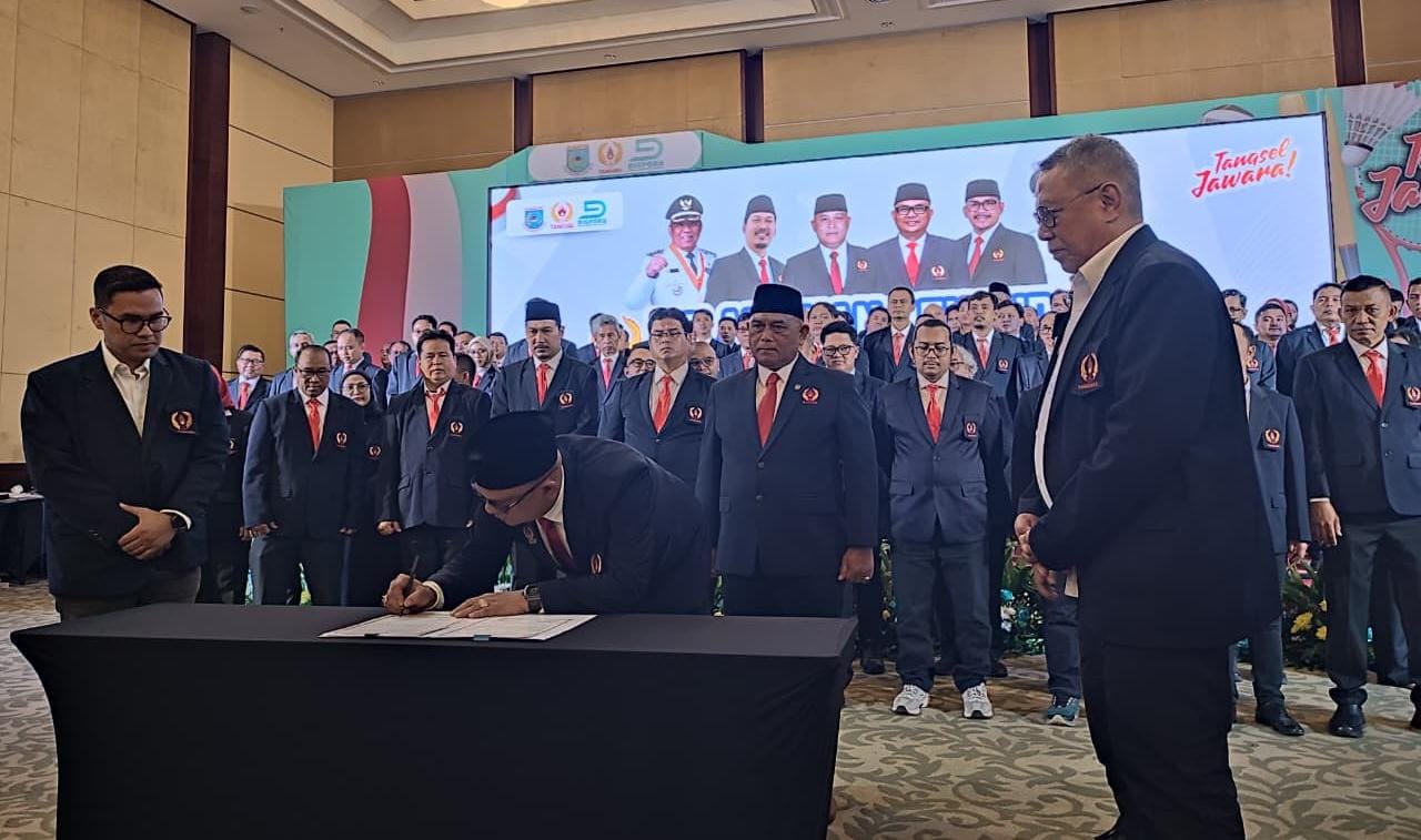 Pengurus KONI Kota Tangerang Selatan 2025–2029 dilantik. Icha ungkap target Porprov Banten, Benyamin Davnie minta persiapan dipercepat.