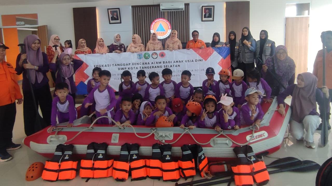 DWP dan BPBD Tangsel edukasi anak usia dini tentang bencana guna meningkatkan kesiapsiagaan menghadapi gempa, banjir, dan risiko lain.