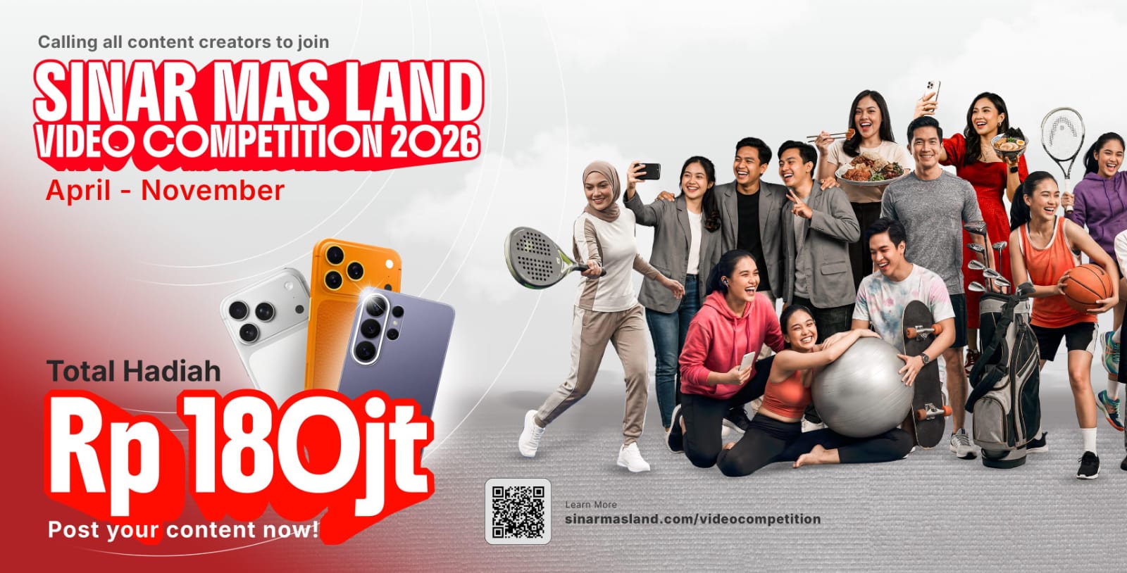 Sinar Mas Land gelar Video Competition 2026 dengan total hadiah Rp180 juta, ajak kreator buat konten video kreatif dan inspiratif.