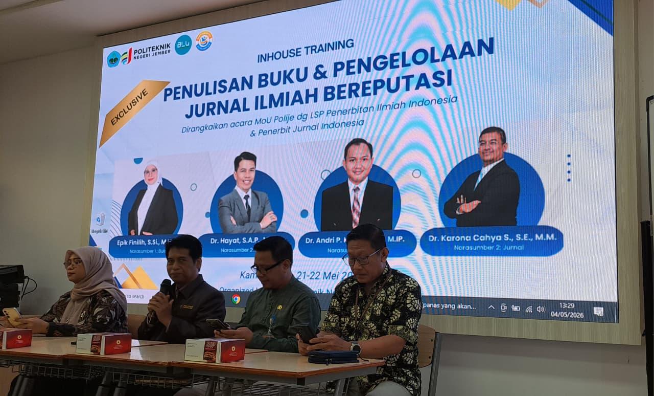 P3M Polije gelar pelatihan penulisan buku dan pengelolaan jurnal ilmiah guna memperkuat budaya publikasi akademik bereputasi.