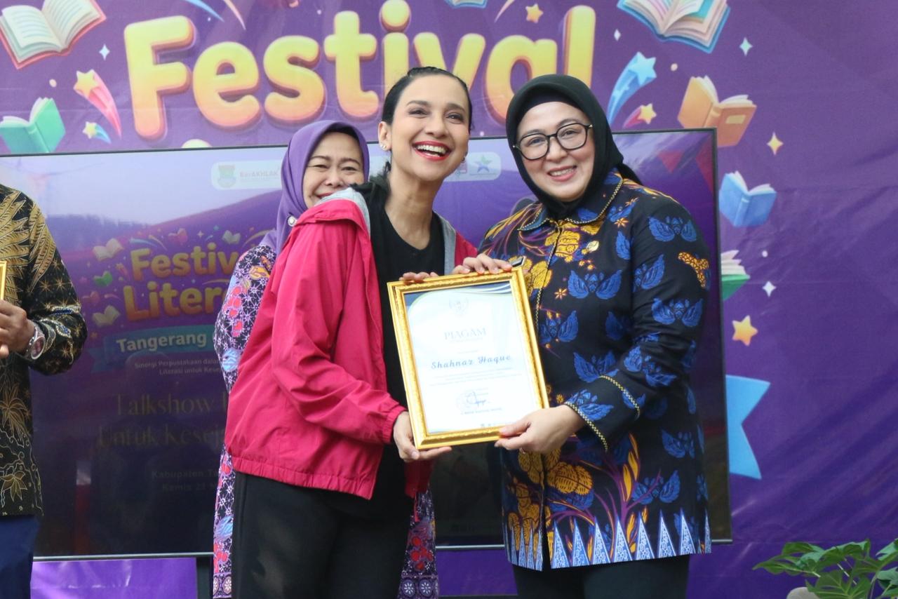 Talkshow Kang Maman dan Shahnaz Haque memeriahkan Festival Literasi Tangerang Gemilang 2026 di Kabupaten Tangerang.