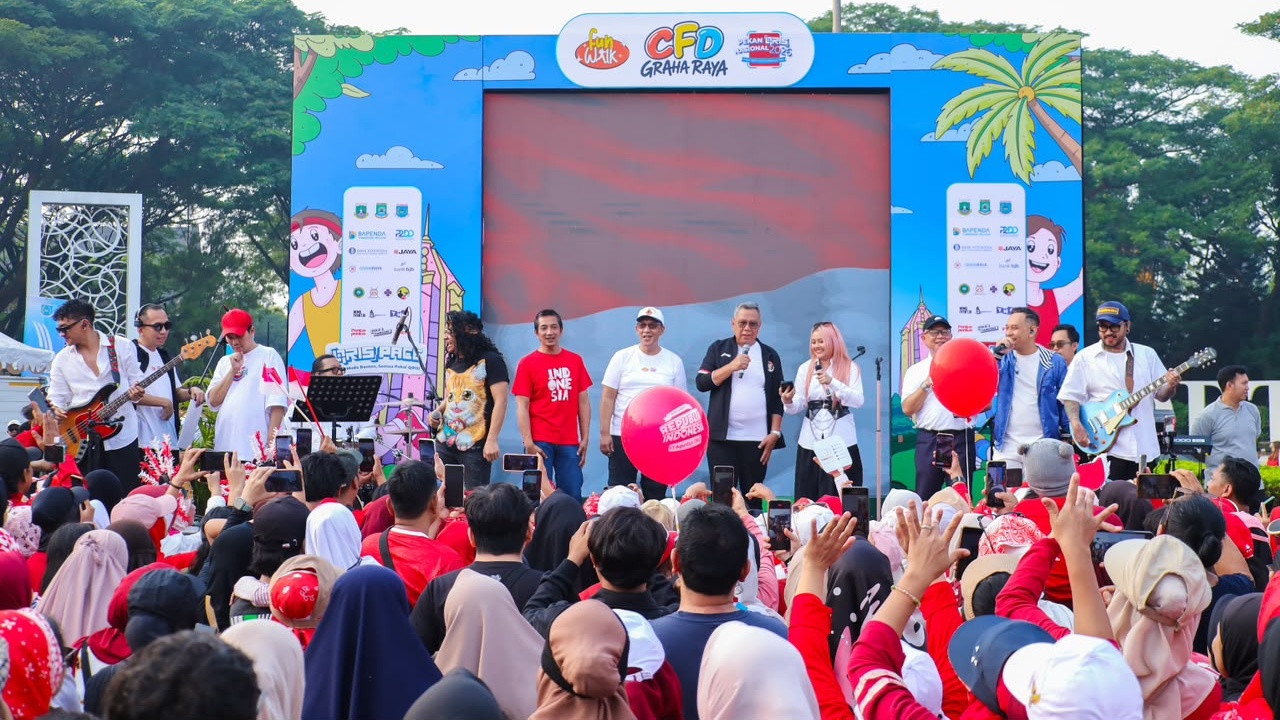 Fun Walk Tangsel menjadi sarana Bapenda menyosialisasikan insentif pajak dan mengajak warga memenuhi kewajiban PBB.