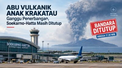 Abu Vulkanik Anak Krakatau Ganggu Penerbangan, Soekarno-Hatta Masih Ditutup