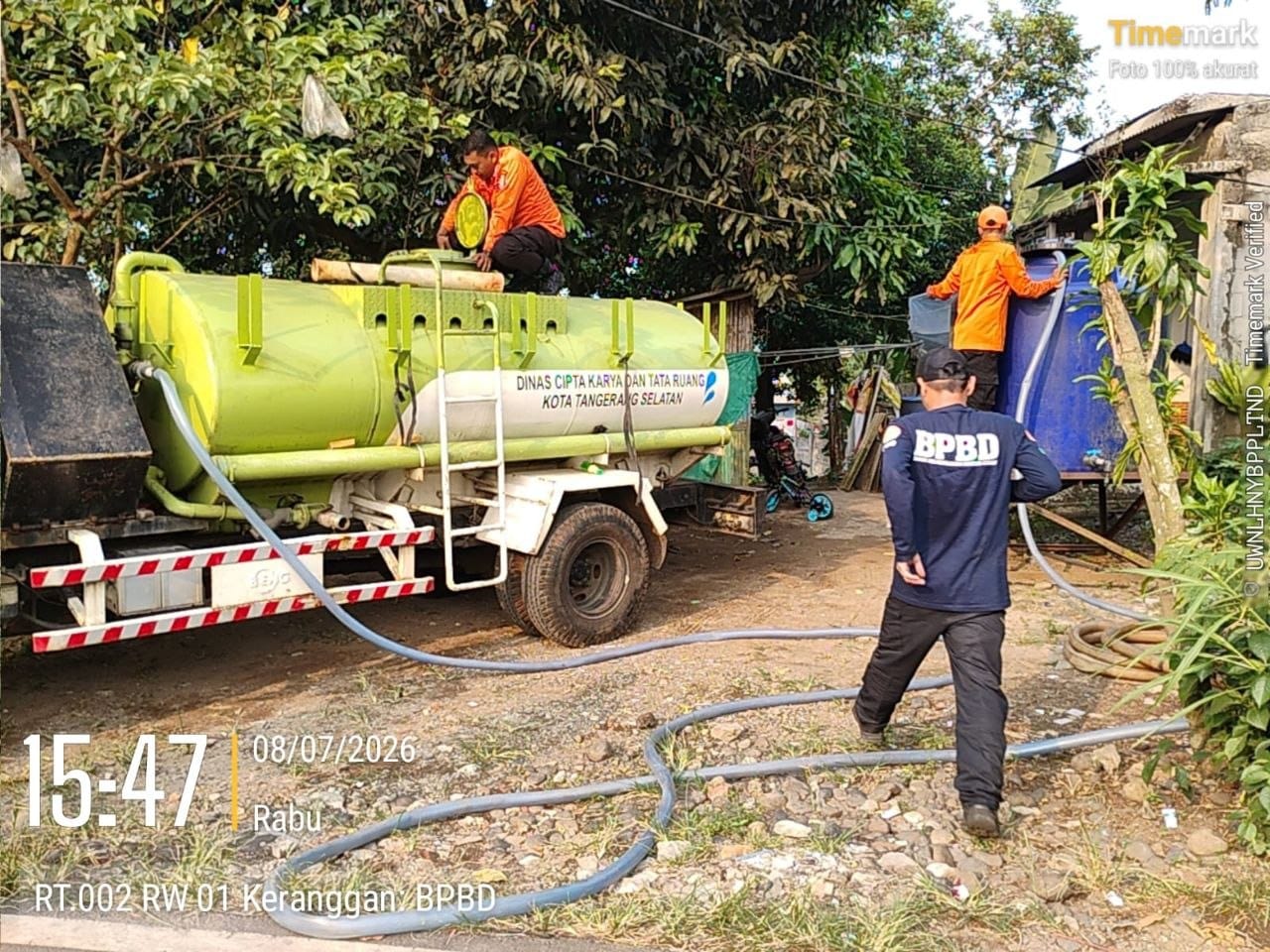 Selama tiga bulan kekeringan, sebanyak 727.750 liter air bersih disalurkan kepada warga terdampak di 21 titik Tangsel.