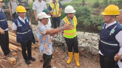 Pilar Saga Ichsan meninjau pembangunan turap dan bronjong di tiga lokasi Tangsel yang ditargetkan rampung akhir 2026.