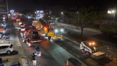 Dua segmen Jalan Rawa Buntu Tangsel dengan total panjang 166 meter ditangani melalui rekonstruksi untuk memperbaiki struktur beton.